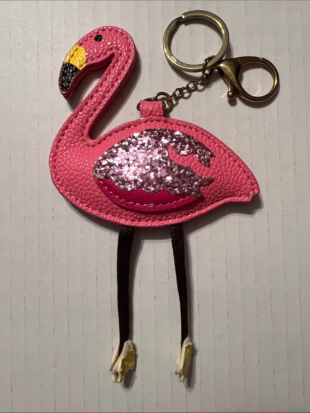 Glitter flamingo 🦩 purse fob / keychain with gold hardware